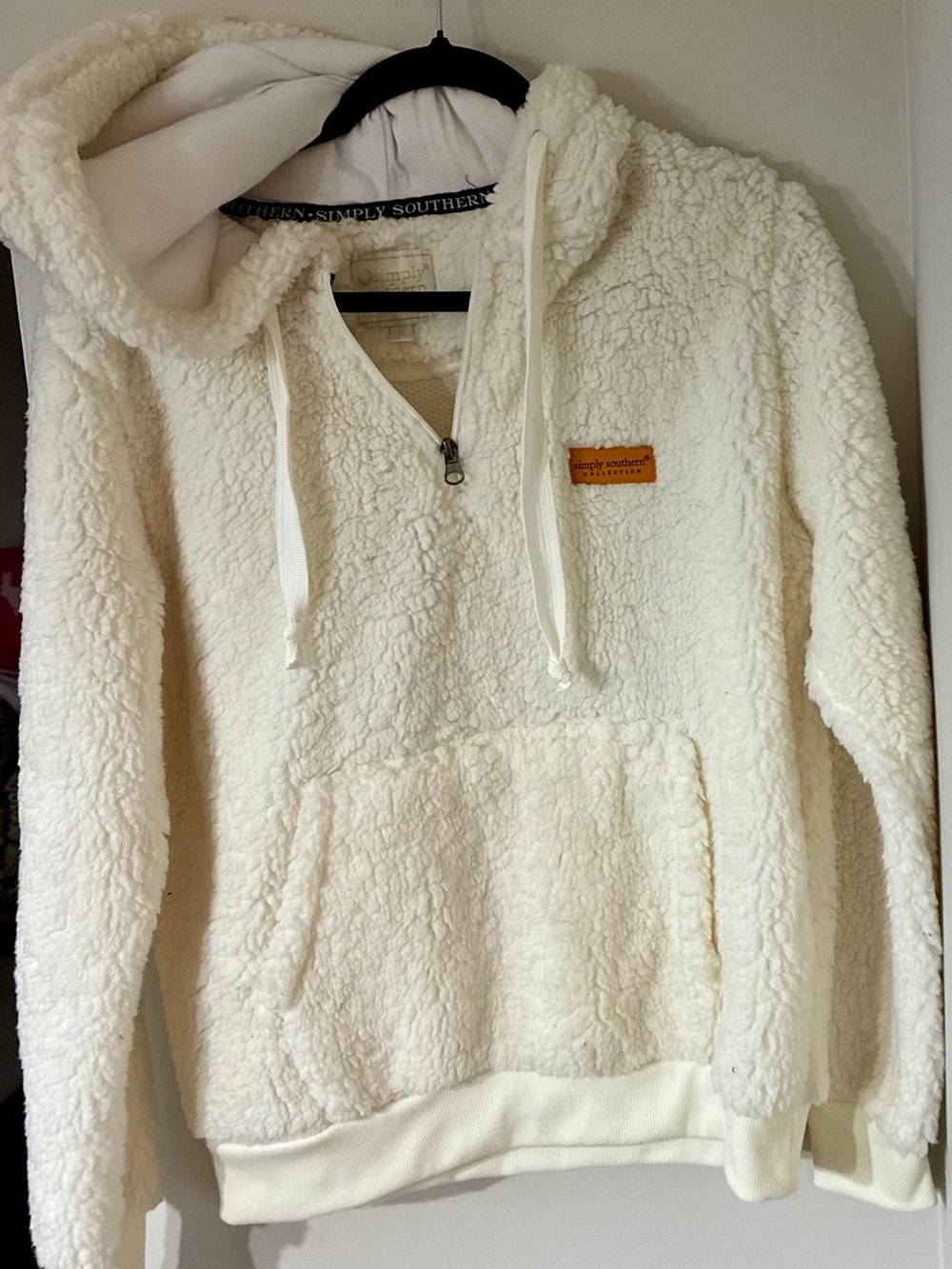 Simply Southern Cream Sherpa Half-Zip Hoodie Pullover